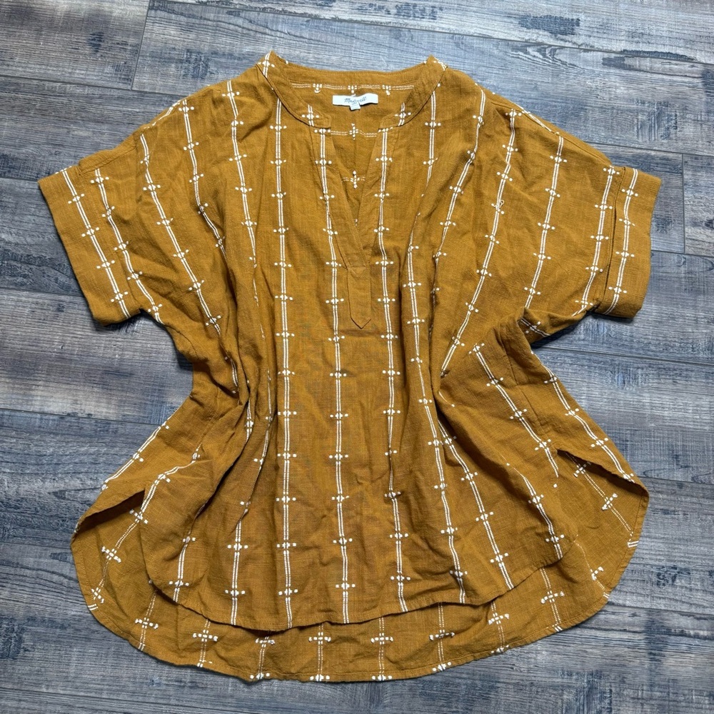 Madewell Casual Low V-Neck Stripes Shirt Women's Size Medium